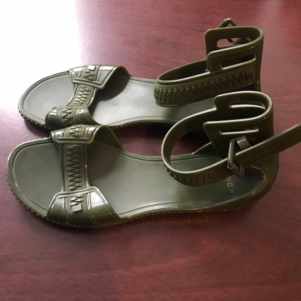 Givenchy Olive Green Rubber Sandals
